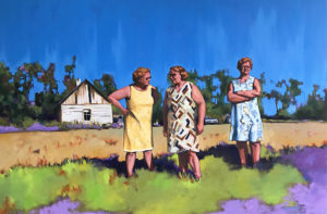 Art - Oil Painting of Three Sisters on Canadian Farm by Canadian Artist Randy Hryhorczuk